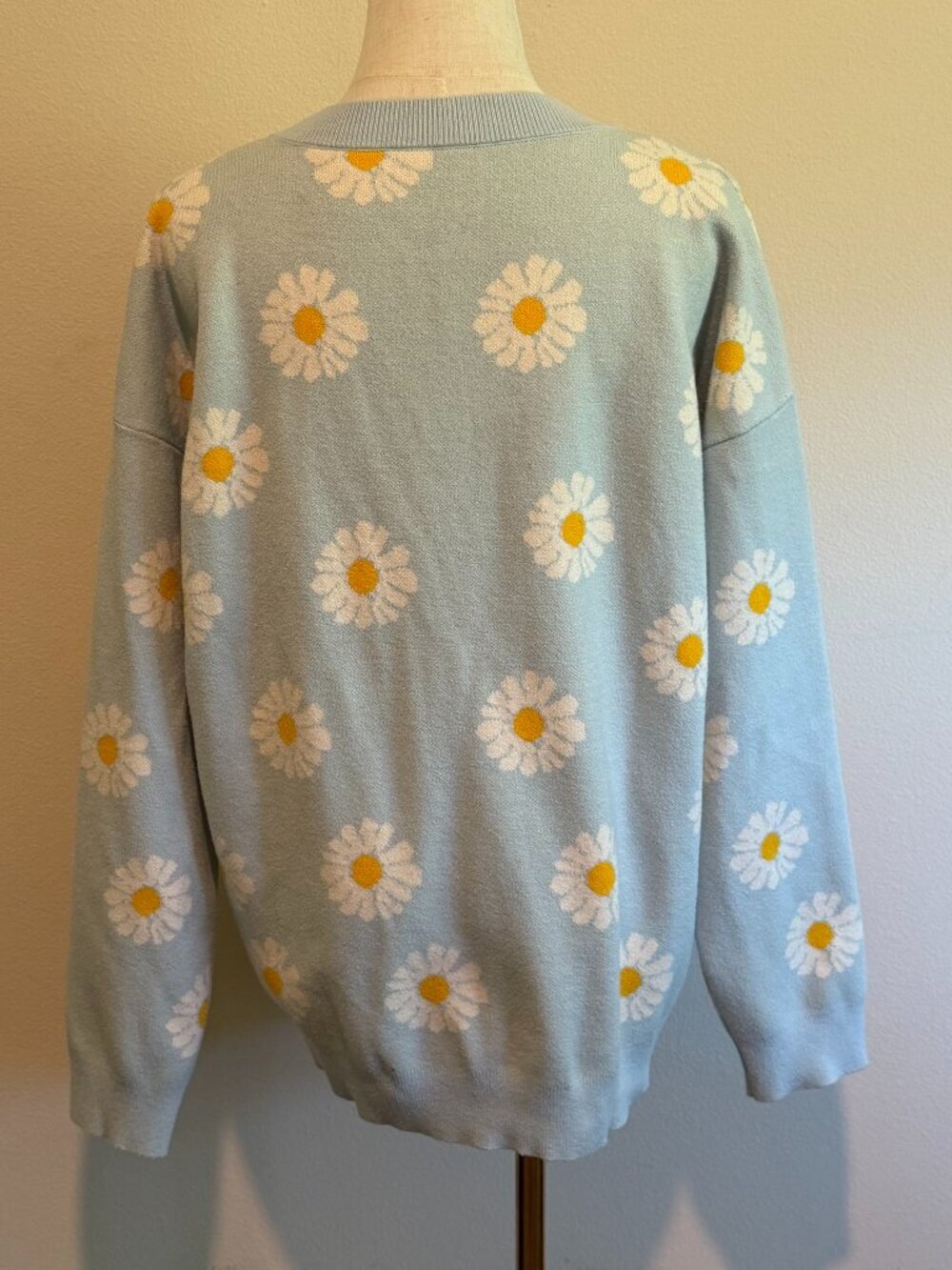 Cozy Blue & Gold Knit Cardigan Sweater - Fits M/L - Picture 5 of 6